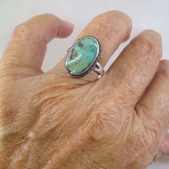 Genuine TURQUOISE Ring>925 Sterling Silver Ring,Turquoise ring,Southwestern - Picture 1 of 8